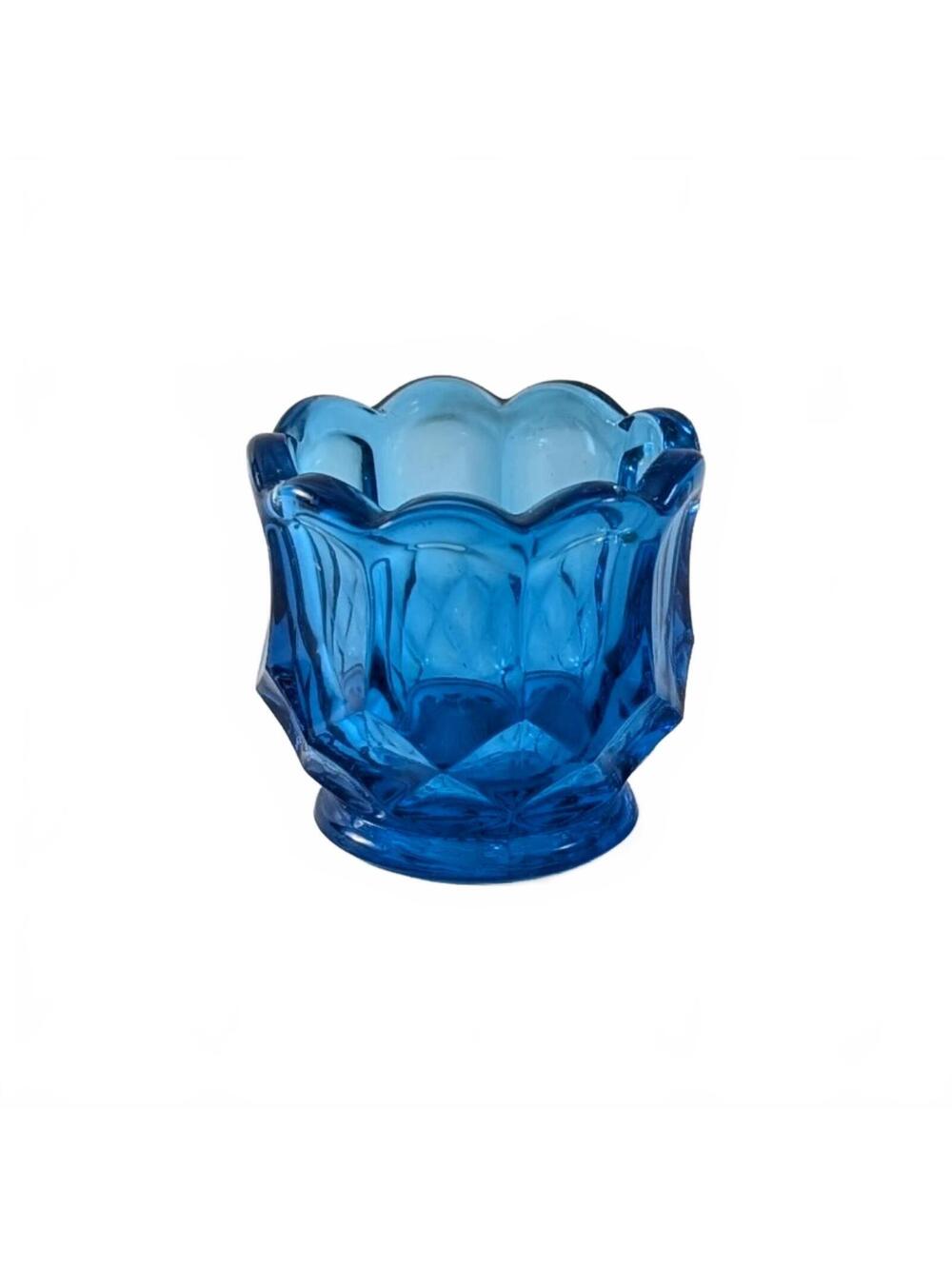 L.E. Smith Art Glass Blue Dominion Toothpick Holder